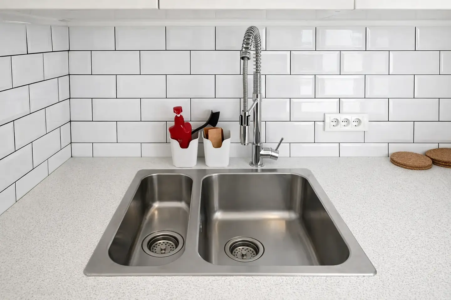 Shared kitchen double sink