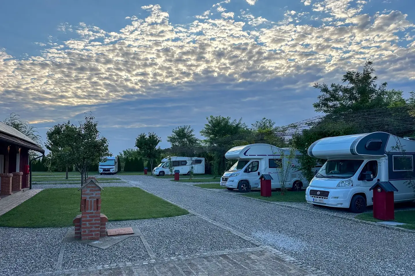 Camper pitches in natural setting