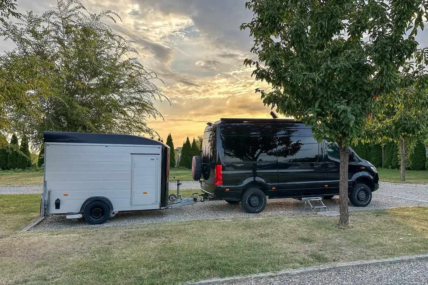 Campervan with trailer pitch