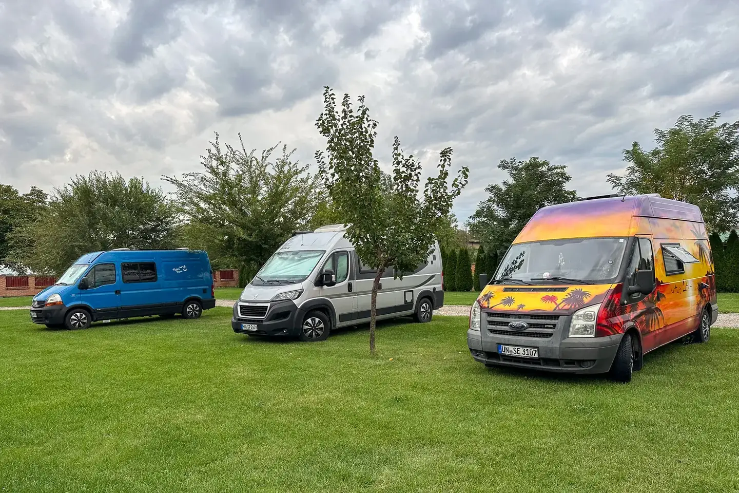 Campervans on spacious green pitches