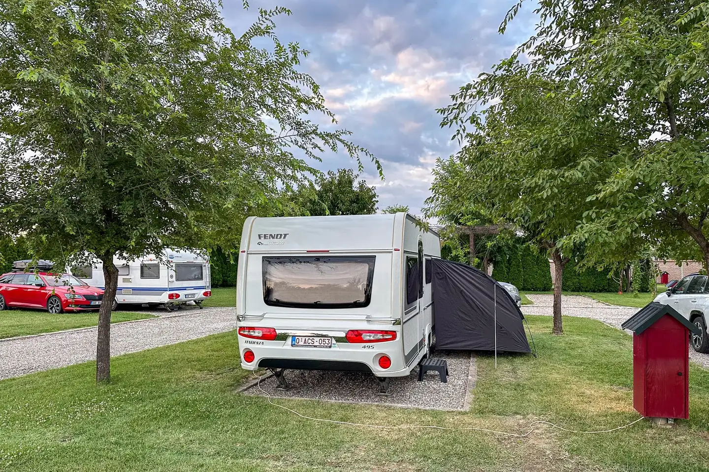 Caravan pitch with electricity and shade