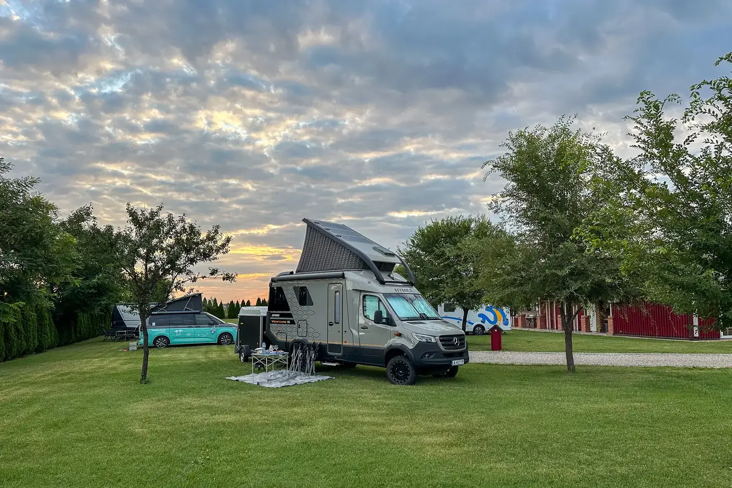 Premium campervan pitch sunset